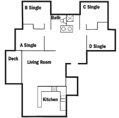 Image of four-person apartment floor plan