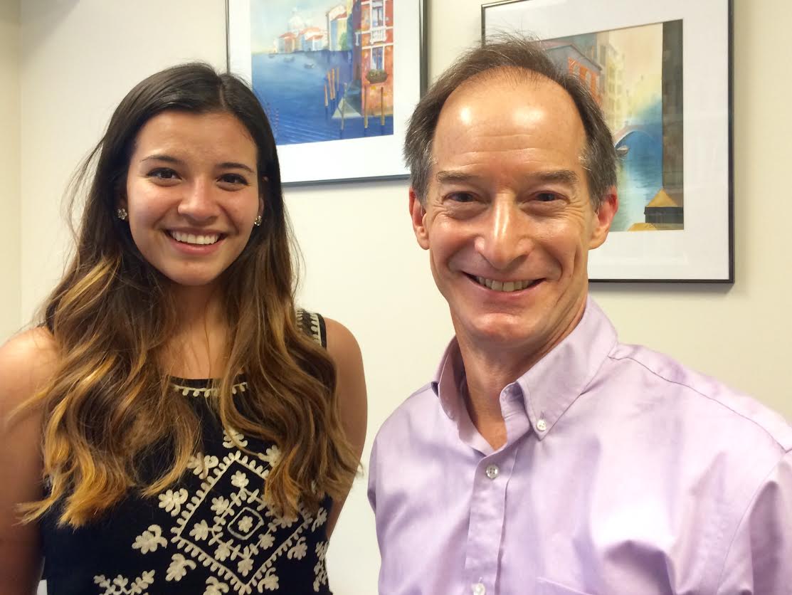 Student Jasmin Aleman and Professor Daniel Wirls.